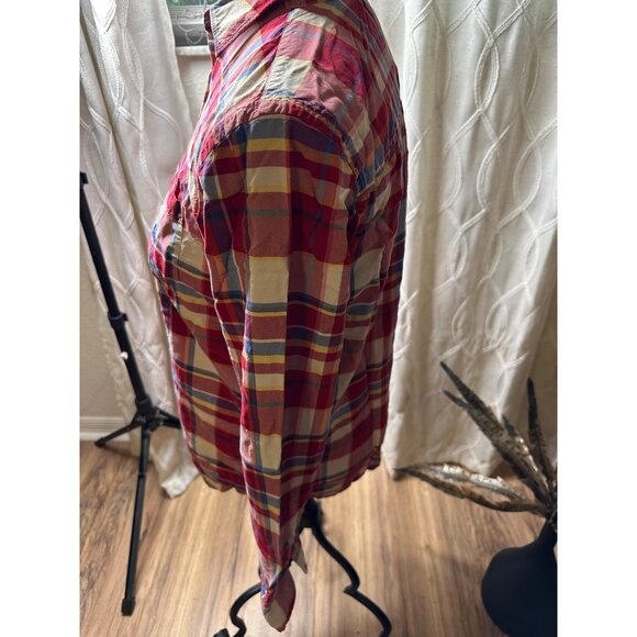 VTG Lauren Ralph Lauren Womens M Plaid Silk Button-Down Shirt  LOGO School girl - Picture 5 of 10